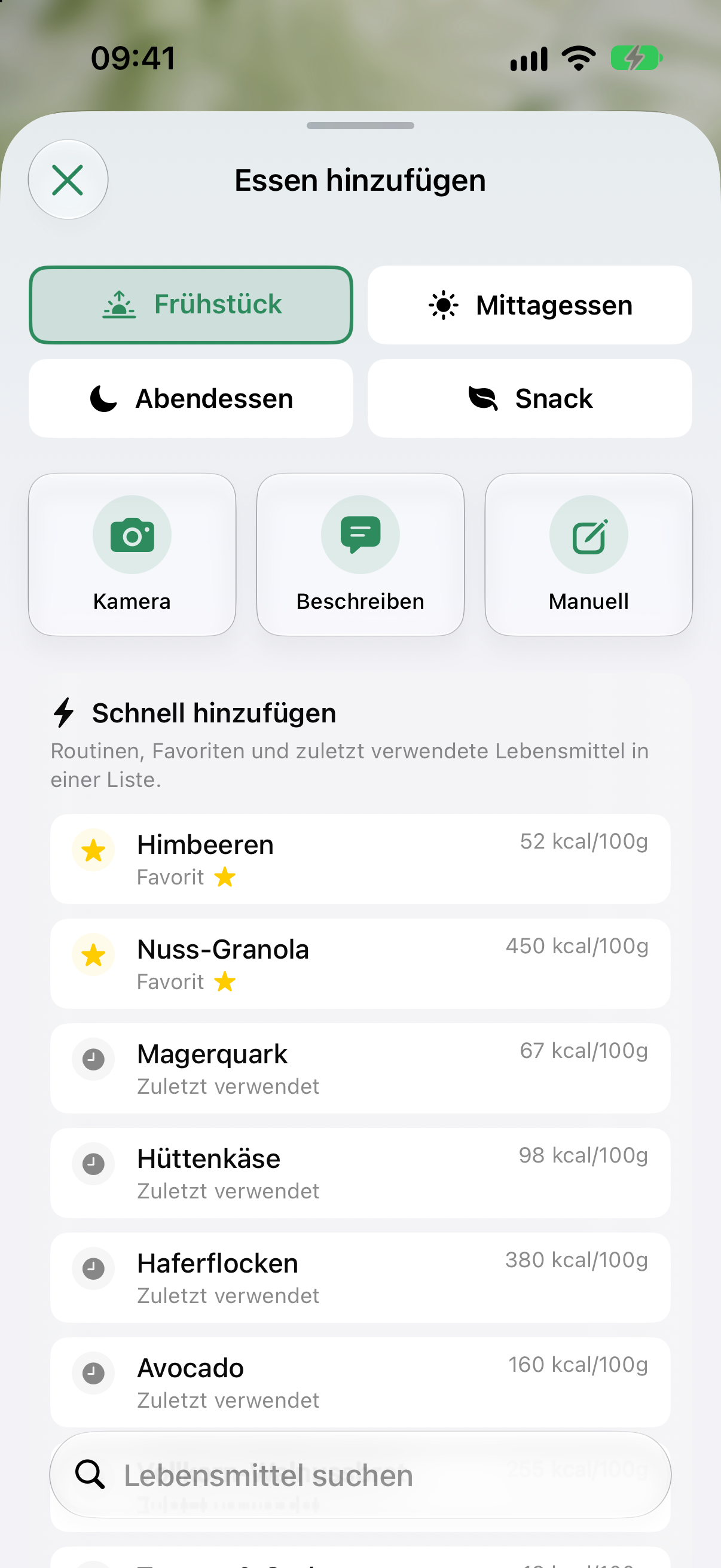 Essen hinzufügen