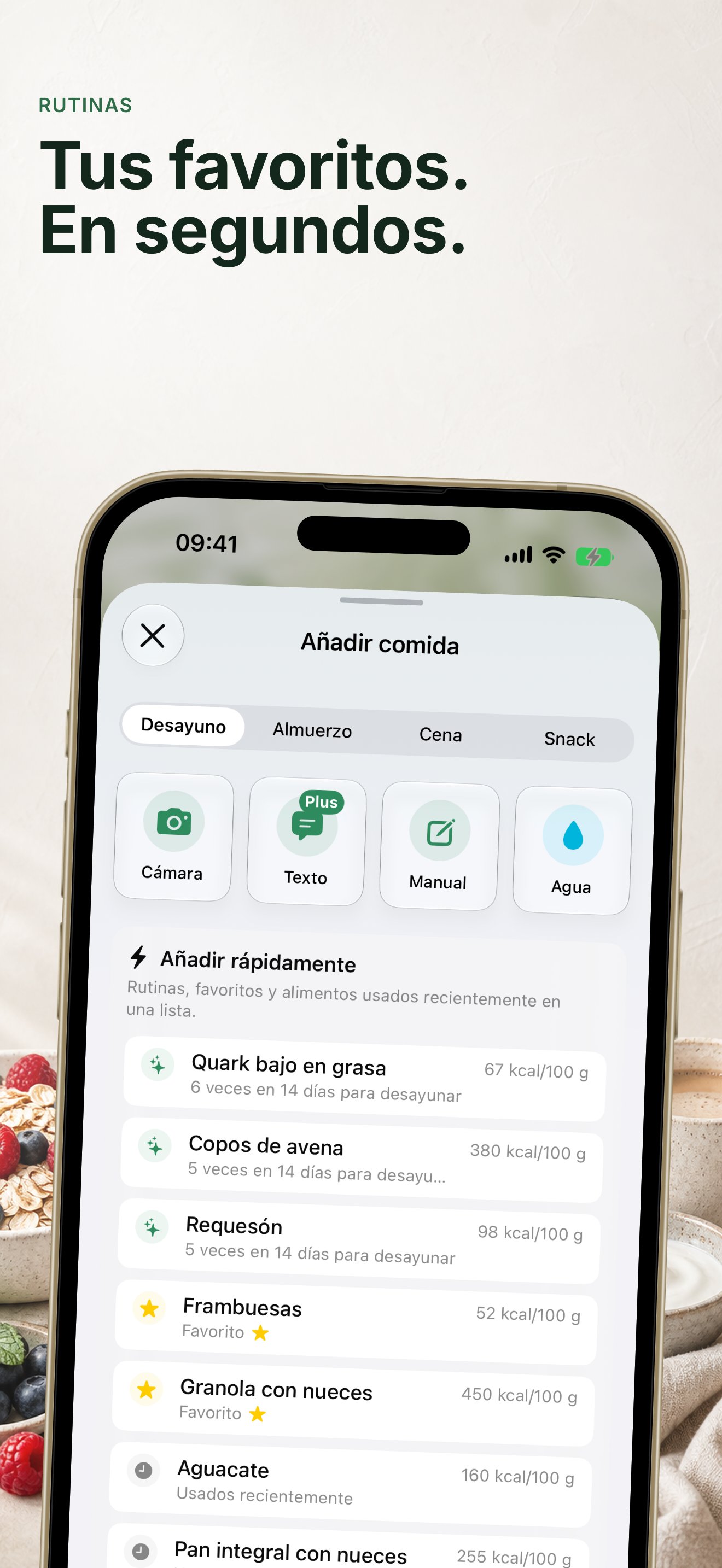 Favoritos y registro rápido